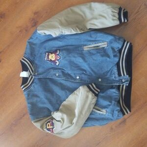 Denim varsity jacket